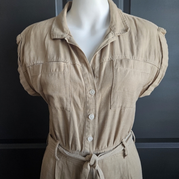 Abercrombie & Fitch XS Belted Brown Utility Jumpsuit Women Petite Short Sleeve - Picture 4 of 12